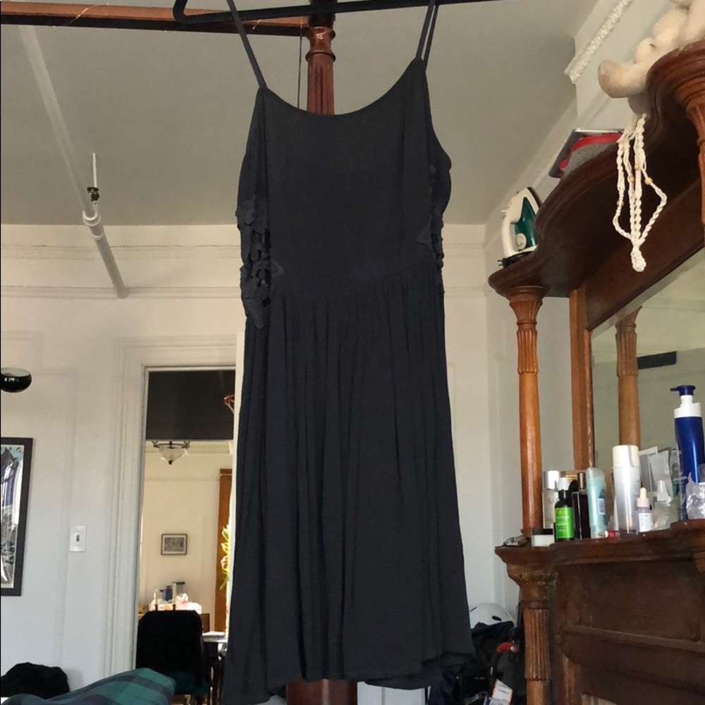 Topshop black dress with lace paneling